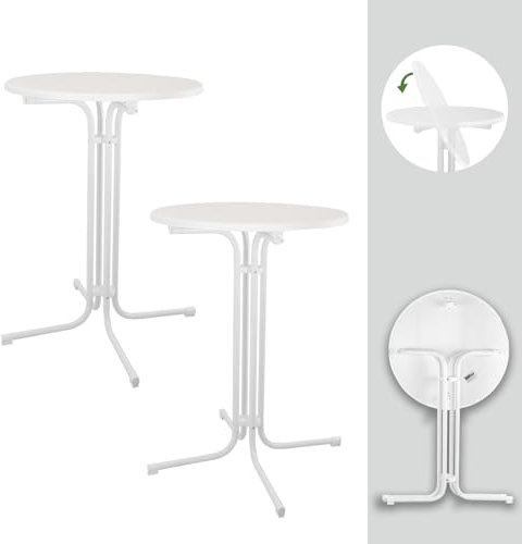 TRUTZHOLM 2X Stehtisch klappbar in Weiß Ø 70 cm Höhe 110 cm Stahl Gastrotisch Partytisch Bistrotisch Empfangstisch Indoor & Outdoor für Hochzeiten und Gartenfeste wetterbeständig pflegeleicht