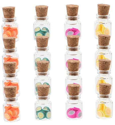 IWOWHERO Miniverse Miniatur Glasbehälter Mit Künstlichen Fruchtscheiben Mini Mit Falschen Zitronen Und Orangenscheiben Für Puppenhaus Dekoration Und Spielszene Cutebee Puppenhaus Miniatur
