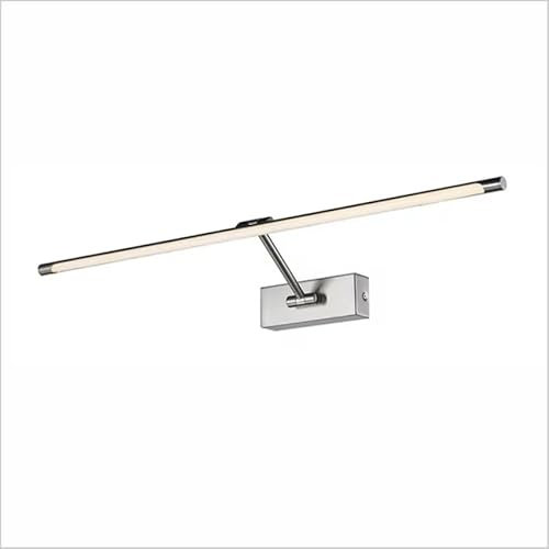 PAPUQ LED-Wandleuchte zur Beleuchtung von Bildern, Spiegeln, Wandgemälden, traditionell und elegant, 8 W, warmer Lichtton 3000 K, mattes Nickel, gelenkig und verstellbar. 48cm