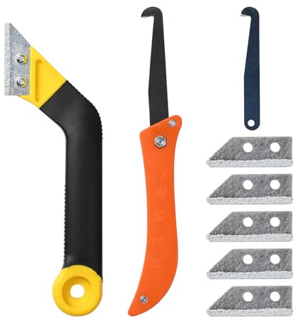 Pumwoy 8 Piezas Rascador Juntas Azulejos, Removedor de Lechada con 5 Cuchilla de Repuesto, Rascador de Juntas para Eliminar Mortero para Quitar Lechada de Azulejos y Baldosas, Industry Rasquetas