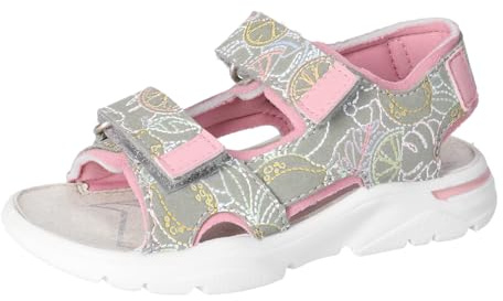 RICOSTA Mädchen Riemchensandalen Caro, Kinder Sandalen, flach, Sommerschuhe, Freizeitschuhe, offene Schuhe, Strandschuhe, eukalyptus/Mallow (530), 32 EU