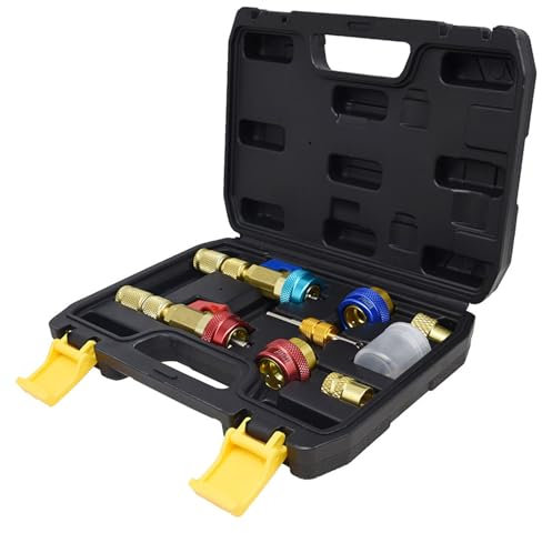 Shkalacar Kit de Herramientas de Instalación y Extracción de Núcleo de Válvula R134A R1234YF R22, Aire Acondicionado Doméstico y Automotriz, Paquete de Caja de Herramientas