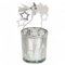Teelichthalter rotierend Teelicht-Karussell Weihnachten Kerzenhalter aus Metall, rotierender Teelichtleuchter Mini-Pyramide 12cm (Silber - Votivglas & Stern)