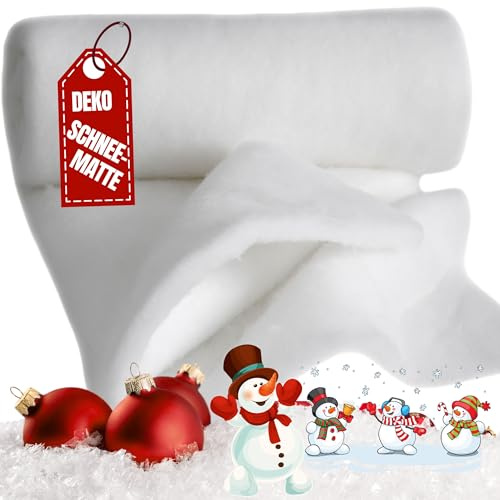 Qooltex Schneedecke 100x160cm LxB 25mm dick - Kunstschnee Deko Schneematte | Schneevlies Weiß in vielen Maßen - Schneedeko Watte Kunstschnee aus der Rolle - Künstliche Schneewatte