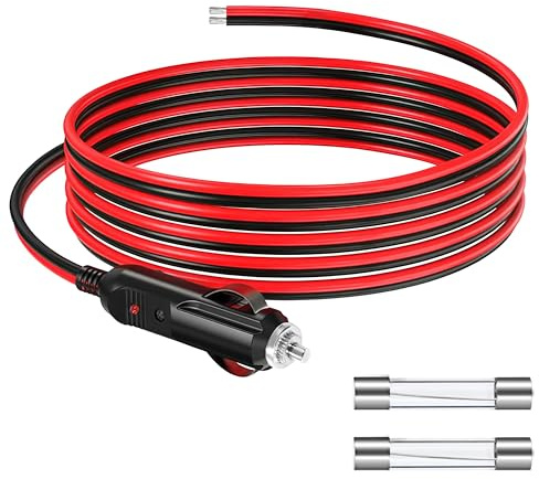 GUNGY 3 Meter Zigarettenanzünder Verlängerungskabel 12V Autostecker Zigarettenanzünder Steckerkabel 14AWG mit Sicherung 15A für Auto LKW Wohnmobil Zigarettenanzünder-Buchse