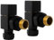 VANCOCO 2Pcs 1/2×15mm Matte Black Angled Radiator Valves Square, Manual Radiator Valves Pair Standard Connection for Heated Towel Rail and Central Heating Modern Bathroom