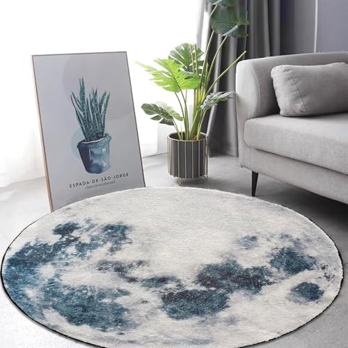 AIMECO Kinderteppich Rund 120CM Weicher Kuscheliger Carpet Wohnzimmer Teppichen Mädchen Schlafzimmer Kinderzimmer Dünn Pflegeleicht Teppiche Motiv Mond Grau