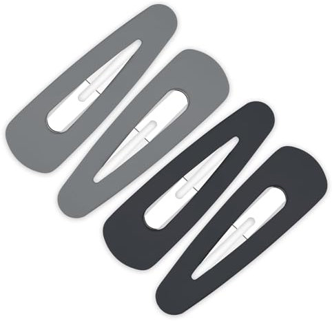 4 pinzas grandes de metal acrílico de 9 cm, pasadores de pelo mate, pasadores grandes, accesorios para el cabello para niñas y mujeres, accesorios para el cabello (negro y gris)