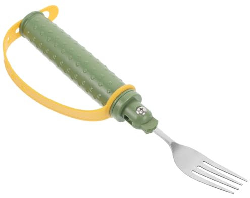 FRCOLOR Tenedor Adaptativo Para Ancianos Con Mango Ergonómico Antideslizante Acero Inoxidable Ajustable Ángulo Utensilio Portátil Para Uso Viajes y Cuidado Ortopédico