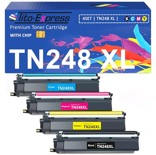 TN248XL TN248 TN-248 XL Kompatibel für Toner Brother MFC-L3760CDW MFC-L3740CDW MFC-L3740CDWE MFC-L8390CDW HL-L3240CDW HL-L3220CW DCP-L3560CDW DCP-L3555CDW Schwarz, Magenta, Gelb, Cyan 4er-Pack