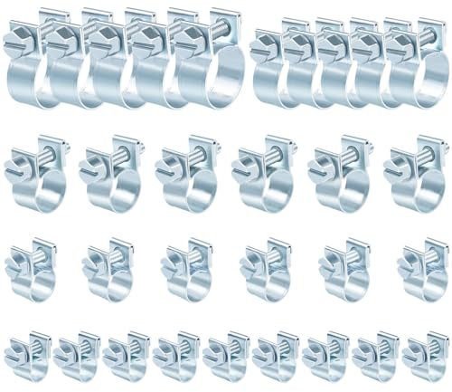 30 Stück Mini Schlauchschellen Set, 7-14mm Verstellbar Stark Rohrschellen Klein Schlauchklemmen, Kraftstoffeinspritzung Gelenkbolzenschelle Schellen für Kraftstoffleitungs, Auspuffrohr, Benzinrohr