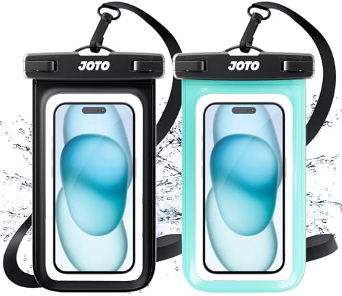 JOTO 2 Pack Waterproof Phone Pouch Cellphone Dry Bag Case for iPhone 17 Air 16 15 14 13 12 Pro Plus Max XR X 8 7 6S SE, Galaxy S23 S22 S22+ S21 up to 7 -Black/Green