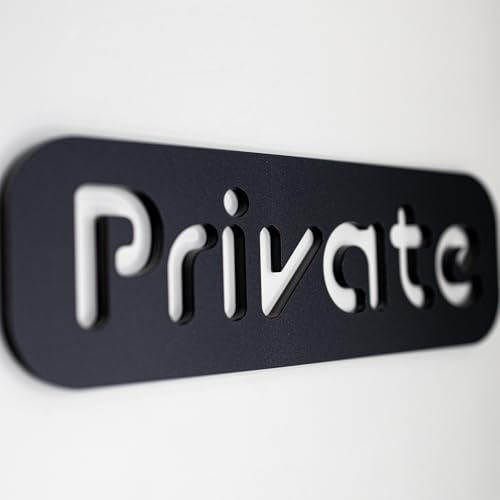 NOIR.DESIGN Privat dörrskylt, svart akryl med stenstruktur, 15 x 5 cm, självhäftande vägg/dörrmontering