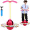 JACKANNA Ballon sauteur avec poignée pour enfants - Ballon sauteur pour enfants à la maternelle, avec repose-pieds et marchepieds pour sauts, entraînement et jeu amusant, rouge
