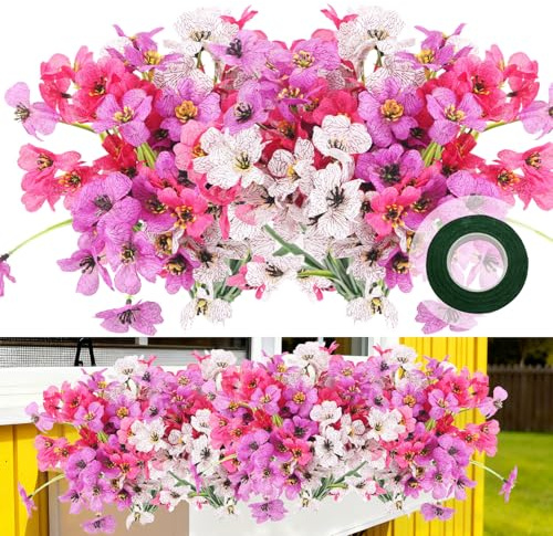 msymsyu 7 Bündel Künstliche Blumen Balkonkasten 35cm Kunstblumen wie echt | 3 Farben, Wetterfest, Künstliche Blumen für Draußen, Hochzeiten, Wanddekoration, Innen-Outdoor Balkon Deko