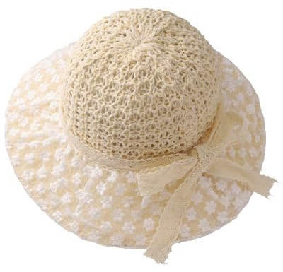 Manfnee Strandhut für Frauen große Stroh breite Birm Sommerhüte Sonnenschutz Floppy faltbar Roll up Cap
