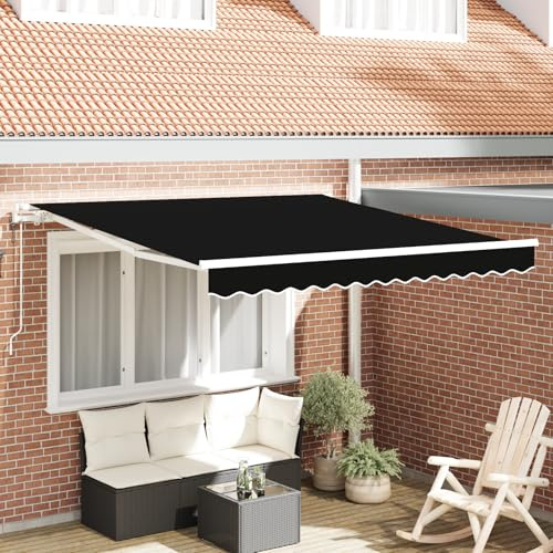 Automatische Einziehbare Markise Schwarz 350x250 cm UV-Schutz Wasserdicht für Balkon und Garten mit modernem Design