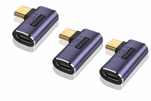 JiangZShangM 3PCS USB C 90 Grad Adapter 40Gbps, USB C Winkelstecker 90 Grad 8K Video, USB C Winkel Adapter Typ C Stecker auf Buchse für Laptop Handy Tablet