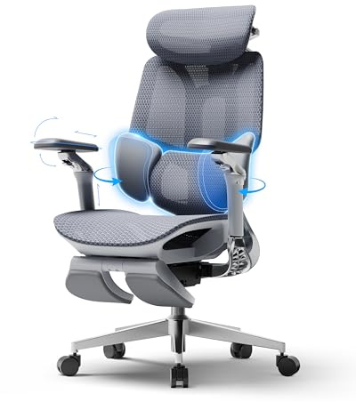 Hbada E3 Pro Edizione 2026 Poltrona Ufficio Ergonomica, Supporto Lombare Dinamico 3 Zone, Braccioli 720°, Certificato IGR/BIFMA, Ideale per Mal di Schiena e Smart Working (Bianco,con Poggiapiedi)