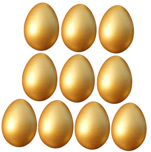 BCOATH 10 Stück Goldene Ostereier Selbstgemacht Bastelmaterial für Osterdeko Sichere Glatte Oberfläche Party und Wohnraumdekoration
