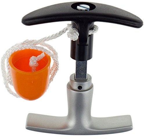 Garagentorgriff 9x60 mm Alu F1 + Innengriff Garagentor Kunststoff, 50cm Seil + Glocke