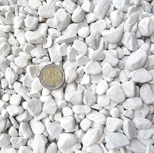 20 Kilogramm (Kg) Deko-Steine | Carrara Marmorkies | 18-25 mm | Edler Zierkies für Haus & Garten | Perfekt für Bodenvasen, Windlichter & Gartenprojekte | Gerundete Natursteine | Vielseitig & stilvoll