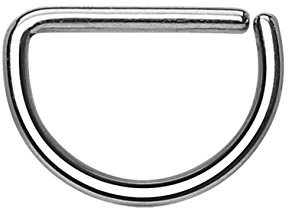 Paula & Fritz® Halbrunder biegbarer D-Form UNIVERSAL Fake Hoop Ring 12mm lang 1.2mm dick Silber Segmentring Septum Tragus Helix Cartilage Nasen-Piercing Ohrklemme Nostril Chirurgenstahl Titan