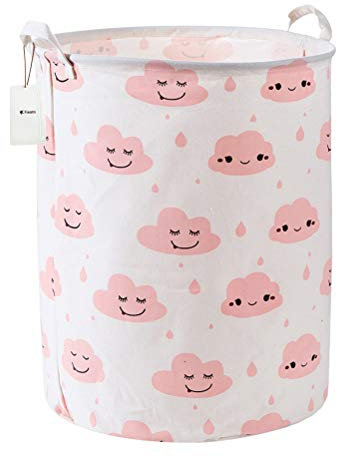 Fieans Panier de Rangement Jouet pour Enfants, Grand Corbeille à Linge Pliable Boite de Stockage en Coton avec Poignée - Rose