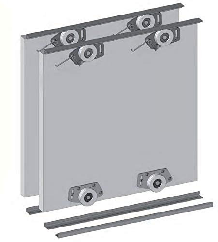 Wardrobe Sliding Door Track Gear System Kit - MITO PLUS - 2000mm, 2500mm or 3000mm (Kit for 2 doors with track 2000mm)