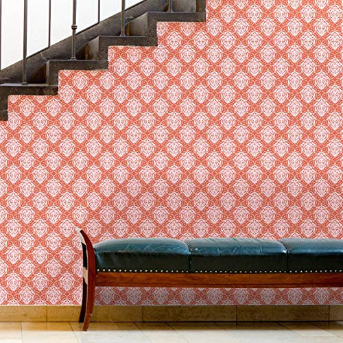 Gräflich Münster'sche Manufaktur rot braune My Castle Ornamenttapete mit Damast Muster, Vliestapete Ornamente, Vintage GMM Design Tapete für Altbau Wohnung | Haus (H: 4m B: 46,5cm)