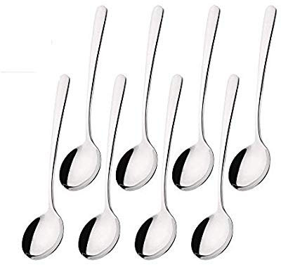 8 piezas de cucharas de café, cucharas de café espresso de acero inoxidable, cucharas pequeñas para postre, té, aperitivo, cuchara de postre, 4.5 pulgadas