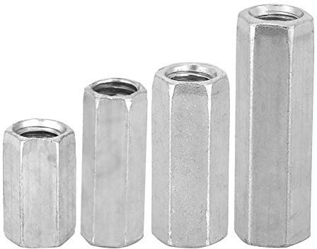 10pcs Tuercas de acoplamiento Hexagonal Varilla de la manga de la varilla larga Acero al carbono Separador roscado M8 Sujetadores roscados(M8*40)