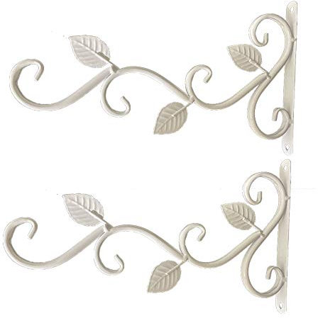 Wankd 2PCS Haken für Blumenampel, Retro Schmiedeeisen Wandhaken Aufhänger Halterung für Blumentöpfe Pflanzen Hängekörbe, Garten Balkon Außen Dekor (Weiß)