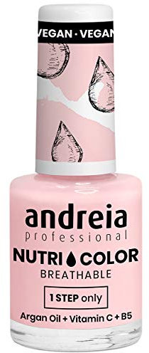 Andreia Professional NutriColor - Vernis à Ongles Respirant Vegan - Couleur NC28 Rose Pâle d'Andreia 10.5ml - Nail Art DIY, Vegan et Non Testé sur les Animaux, Soin + Couleur en une Étape