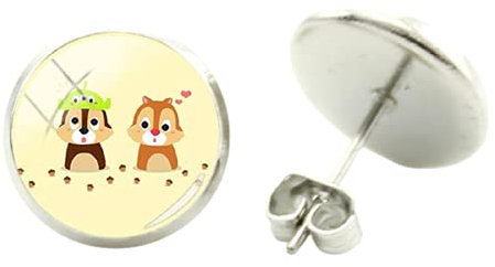 Chipmunk Kiki und Titi Ohrringe lustig Persönlichkeit Stil Trend Mode Ohrringe Glas Cabochon Schmuck Ohrringe