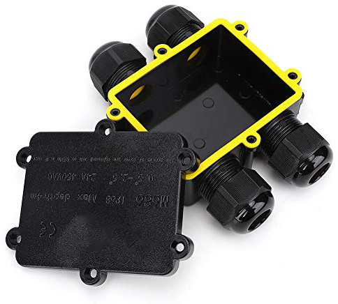 Candeon Wasserdichter Anschlusskasten – IP68 PC Elektrischer Anschlusskasten M686 Außenkabel 4-Wege H-Typ Schwarz 0,5–2,5 mm² Drahtdurchmesser (2,8 x 2,2 x 1,1 Zoll)