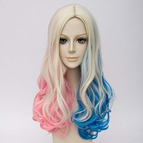 ydound Anime Coer Wig. Anime Suicide Squad Harley Quinn Perücken Cosplay Peluca Styled Curly Synthetic Kostüm Perücke Hitzebeständige Haare + Perücke Mütze Rot