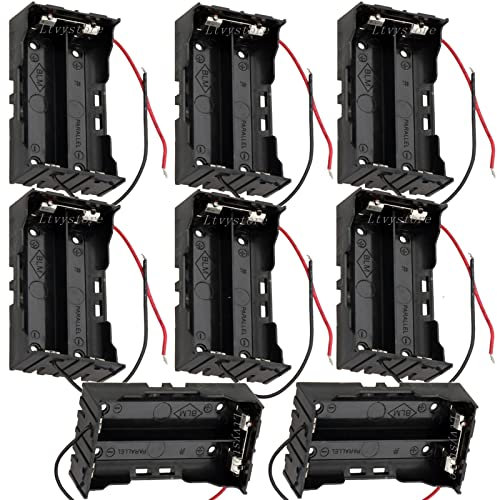 Ltvystore 18650 Battery Case Holder, 8 Pcs 2 Slots x 3.7V DIY Battery Storage Box, in Parallel Black Plastic Batteries Case for 2 x 18650