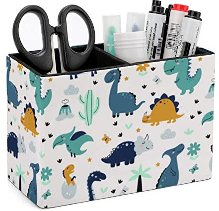 Stifthalter für Schreibtisch, Cartoon-Dinosaurier, Stiftehalter, Aufbewahrung, Schreibtisch-Stift-Organizer, Schreibtisch-Stift-Organizer, Make-up-Pinselhalter für Büro, Schule, Universität, Leder