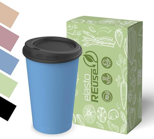 ElastoREuse – Kaffeebecher 250ml Wiederverwendbar für Heißgetränke – Mehrweg Coffee to Go Becher Nachhaltig & Spülmaschinenfest – Kleiner Kunststoff Mehrwegbecher (Blau)