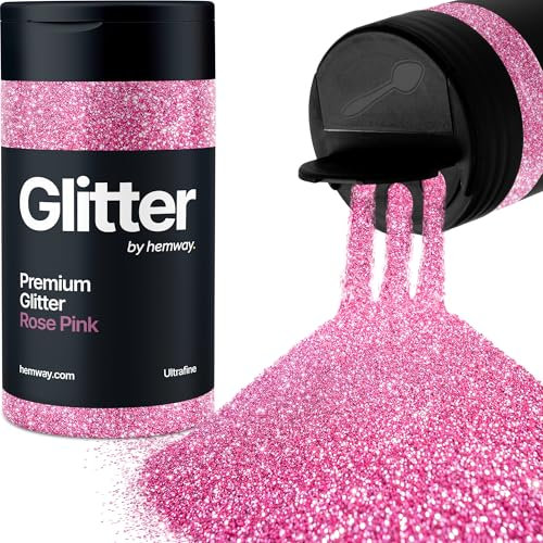 Hemway Premium Glitter Shaker - Rose Pink | Ultrafine Metallic Flake Sequins for Resin & Epoxy Crafts | Craft Supplies for Tumblers, Festival, Hair, Face, Body, Eye & Nail Art | 130 g