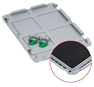 SuperSparSet 10x Scharnierdeckel Set Eurobox NextGen mit Schaumstoff und 2 grüne Schiebeschnappverschlüsse | BxT 30x40cm | Eurobehälter, Transportbox, Transportbehälter, Stapelbehälter