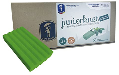 Feuchtmann 628.0406-7 - JUNIORKNET, geschmeidige Knete für die kleinsten, Grün, 5 Blöcke zu je 100g, leicht formbar zum Gestalten, Spielen und Modellieren