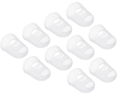 PATIKIL 0.67 15Pack Gummi Fingerspitze Silikon Daumen Fingerkuppen Schutz Abdeckungen Polster Fingerhut für Gitarre Spielen Büro Zählen Nähen Klar XS Größe