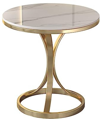 GArcan End Table, Sofa Side Table, Compact Plant Display Stand, Marble Top & Metal Frame Coffee Table for Living Room, Dining Room, Cafe, Diameter 40/45/50cm(Size:45 * 45 * 55cm,Color:Gold)