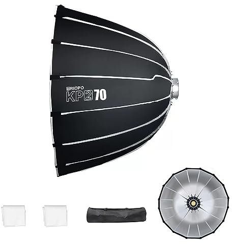 Triopo Softbox parabolico da 27,5 pollici/70 cm Bowens Mount Soft Box, installazione rapida, per Aputure 120d Light Dome Godox SL60w NEEWER RGB CB60 e altre luci Bowens Mount