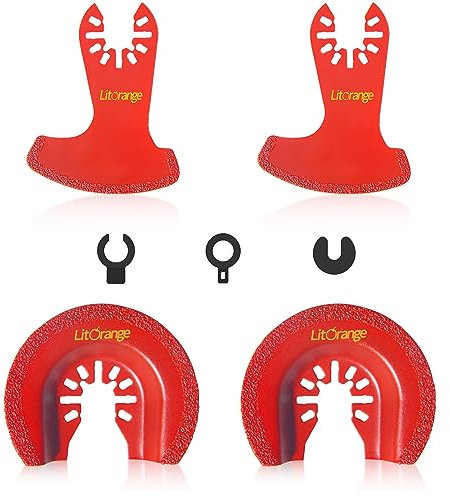 Litorange Diamond Multitool Blades, Oscillating Tool Grout Remover Blades for Soft Tile Cut, Plaster Mortat Grinding, Compatible with Dewalt Ryobi Milwaukee Rockwell Makita Bosch 4 Pack