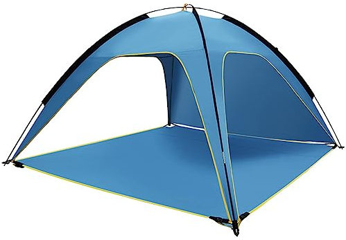 Cachpib Strandzelt 3-4 Personen Strandmuschel UPF50+ Windschutz Sonnenzelt Schnellaufbau Outdoor Regenschirm Sonnenschutz Shelter für Garten Strand Picknick Hellblau