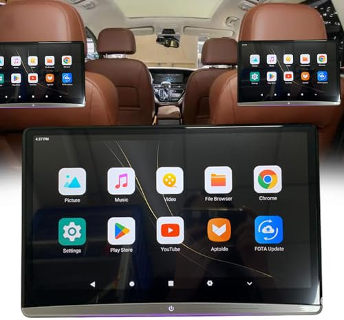 flatpincololee 13.3 Inch 1080P Car TV Headrest Video Player with Mounting Bracket, Android 11 System, Bluetooth/HDMI/USB/AV In/FM Multifunction Monitor for Back Seat, 2+32G