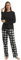 LNFINTDO Pigiama da donna in pile con top a maniche lunghe e pantaloni pigiama a quadri morbidi indumenti da notte per il tempo libero caldo set 2 pezzi, Nero+grigio, S